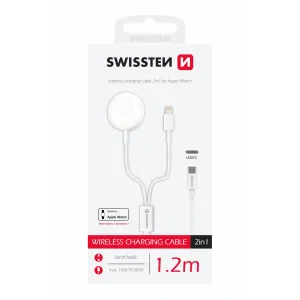 Swissten Charging Magnetic Cable 2in1 PRO Apple Watch and Lightning, USB-C 1,2 m