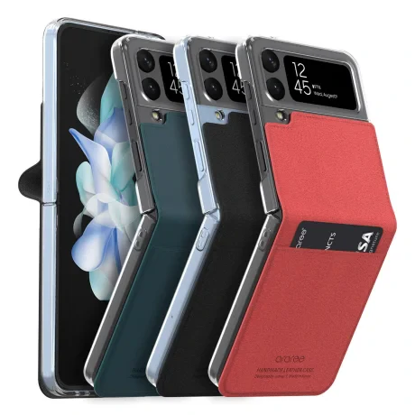 Husa Cover Araree Mustang Handmade pentru Samsung Galaxy Z Flip 4 Tangerine Red