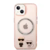 Husa Cover Karl Lagerfeld Magsafe With Ring Karl&amp;Choupette Bodies LOGO pentru iPhone 14 Pink