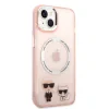 Husa Cover Karl Lagerfeld Magsafe With Ring Karl&amp;Choupette Bodies LOGO pentru iPhone 14 Pink