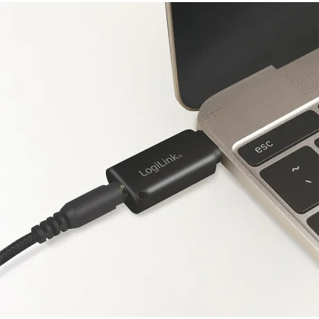ADAPTOR audio LOGILINK USB-C la 3.5 mm jack (M), black, "UA0356" (include TV 0.18lei)