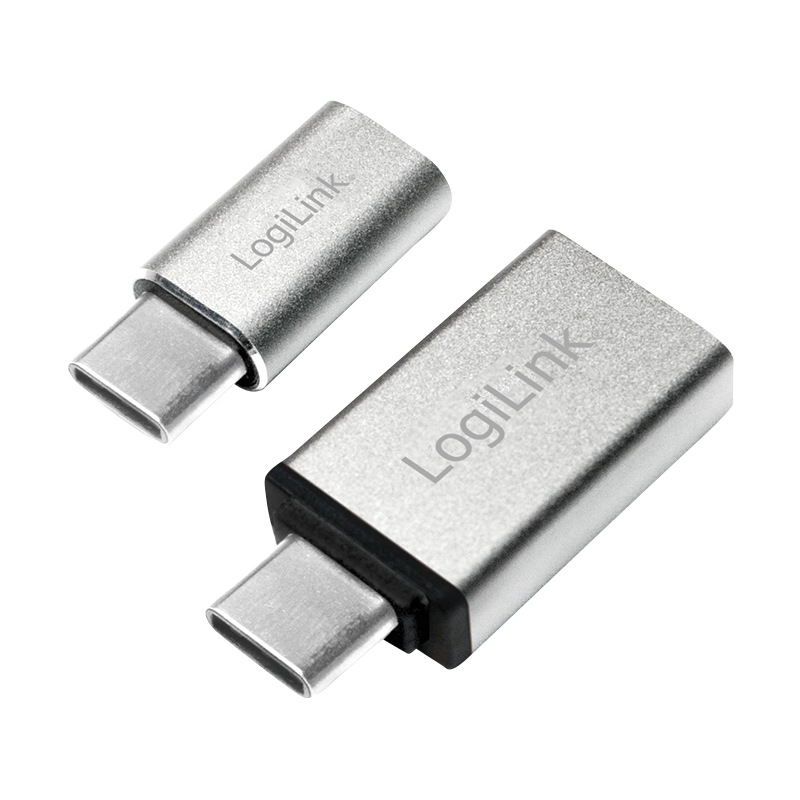 ADAPTOR LOGILINK, pt. smartphone, USB 3.1 Type-C (T) la Micro-USB 2.0 (M) sau USB 3.0 (M), argintiu, "AU0040" (include TV 0.06 lei) thumb