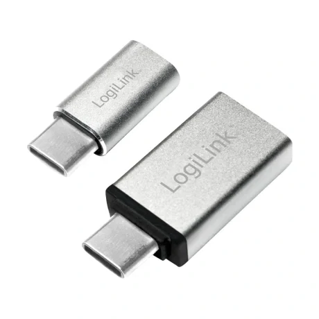 ADAPTOR LOGILINK, pt. smartphone, USB 3.1 Type-C (T) la Micro-USB 2.0 (M) sau USB 3.0 (M), argintiu, &quot;AU0040&quot; (include TV 0.06 lei)