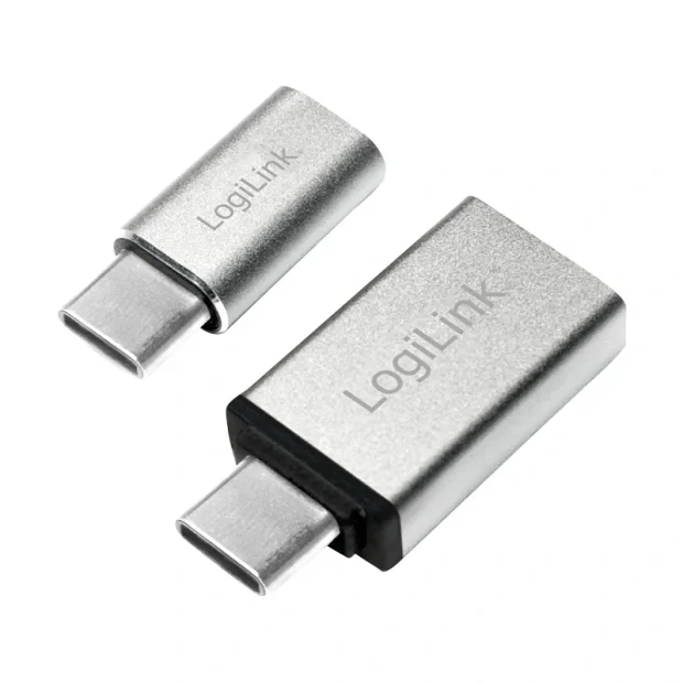 ADAPTOR LOGILINK, pt. smartphone, USB 3.1 Type-C (T) la Micro-USB 2.0 (M) sau USB 3.0 (M), argintiu, &quot;AU0040&quot; (include TV 0.06 lei)