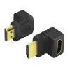 ADAPTOR video LOGILINK, HDMI (T) la HDMI (M), conectori auriti, in unghi de 90 grade, rezolutie maxima 4K UHD (3840 x 2160) la 30 Hz, negru, &quot;AH0007&quot; (include TV 0.06 lei)