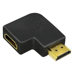 ADAPTOR video LOGILINK, HDMI (T) la HDMI (M), conectori auriti, in unghi de 90 grade, rezolutie maxima 4K UHD (3840 x 2160) la 30 Hz, negru, &quot;AH0008&quot; (include TV 0.06 lei)