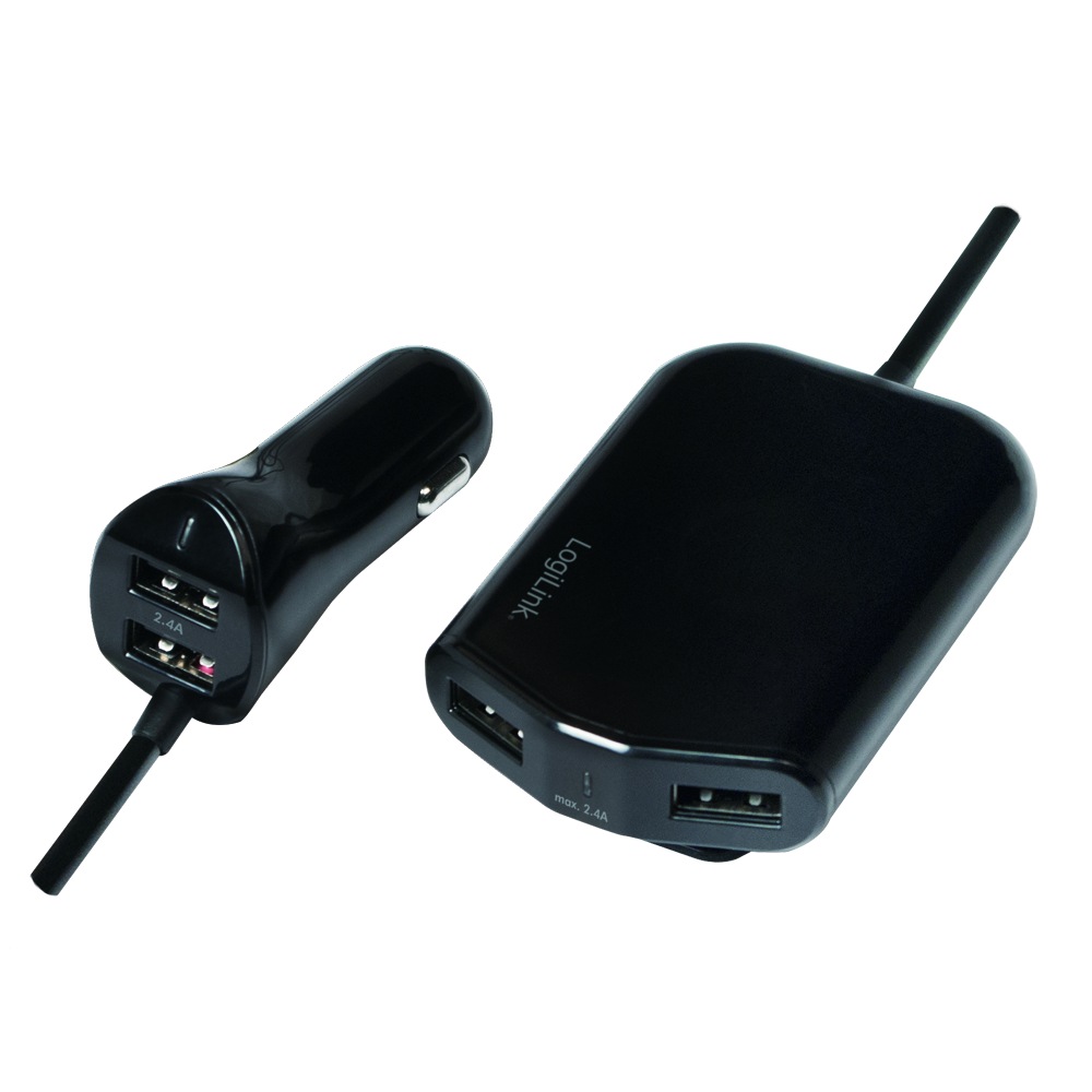ALIMENTATOR auto LOGILINK, 4 x USB, pt. bricheta auto 2 x USB, pt. bancheta din spate 2 x USB, 1.8m cablu, maxim 9.6A, black, "PA0149" (include TV 0.18lei) thumb