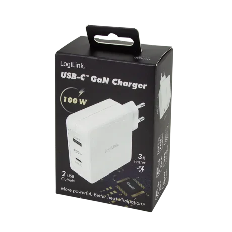 ALIMENTATOR retea 220V LOGILINK, universal, 1 x USB-C, 1 x USB-A, maxim 21V/3A, GaN 100W, suport OCP/OVP/OHP/SCP, alb, &quot;PA0281&quot;