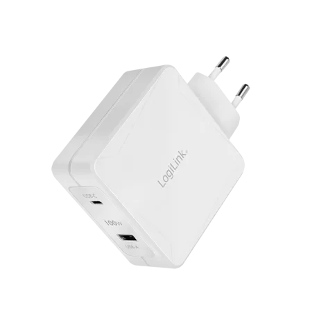 ALIMENTATOR retea 220V LOGILINK, universal, 1 x USB-C, 1 x USB-A, maxim 21V/3A, GaN 100W, suport OCP/OVP/OHP/SCP, alb, &quot;PA0281&quot;