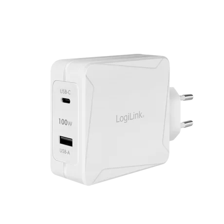 ALIMENTATOR retea 220V LOGILINK, universal, 1 x USB-C, 1 x USB-A, maxim 21V/3A, GaN 100W, suport OCP/OVP/OHP/SCP, alb, &quot;PA0281&quot;