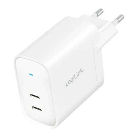 ALIMENTATOR retea 220V LOGILINK, universal, 2 x USB-C,  maxim 11V/1.8A, GaN 40W, suport OCP/OVP/OHP/SCP, alb, &quot;PA0282&quot;