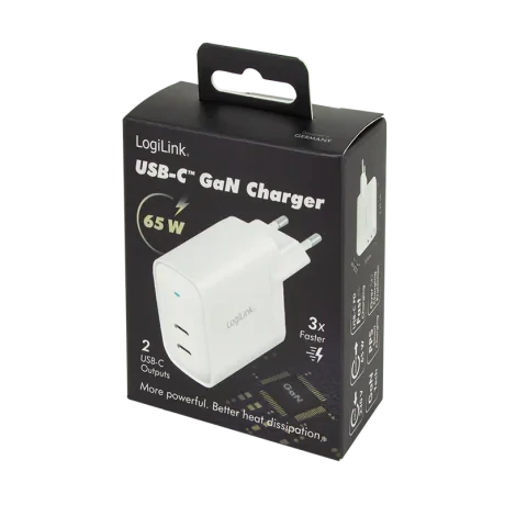 ALIMENTATOR retea 220V LOGILINK, universal, 2 x USB-C,  maxim 11V/5A, GaN 65W, suport OCP/OVP/OHP/SCP, alb, &quot;PA0283&quot;