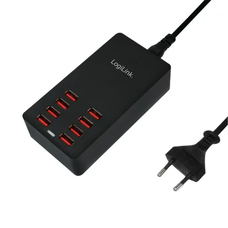 ALIMENTATOR retea 220V LOGILINK, universal, 8 x USB, maxim 8.8A, 44W, suport OCP/OVP/OTP, negru, &quot;PA0140&quot; (include TV 0.8lei)