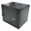 CABINET 19&quot; LOGILINK  12U, fixare pe perete, Flatpack (dezasamblat),  Black, 595 (h) x 540 (w) x 450 (d) mm, usa sticla cu blocare, otel 1.2mm, sarcina maxima 30Kg, &quot;W12F64B&quot;