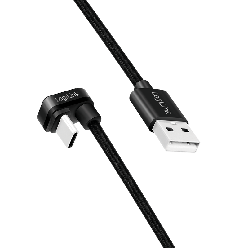 CABLU alimentare si date LOGILINK, pt. smartphone, USB 2.0, USB Type-C (T) la USB-A (T) la 180 grade, 1m, 2 x ecranat, aluminiu, negru, "CU0192" thumb