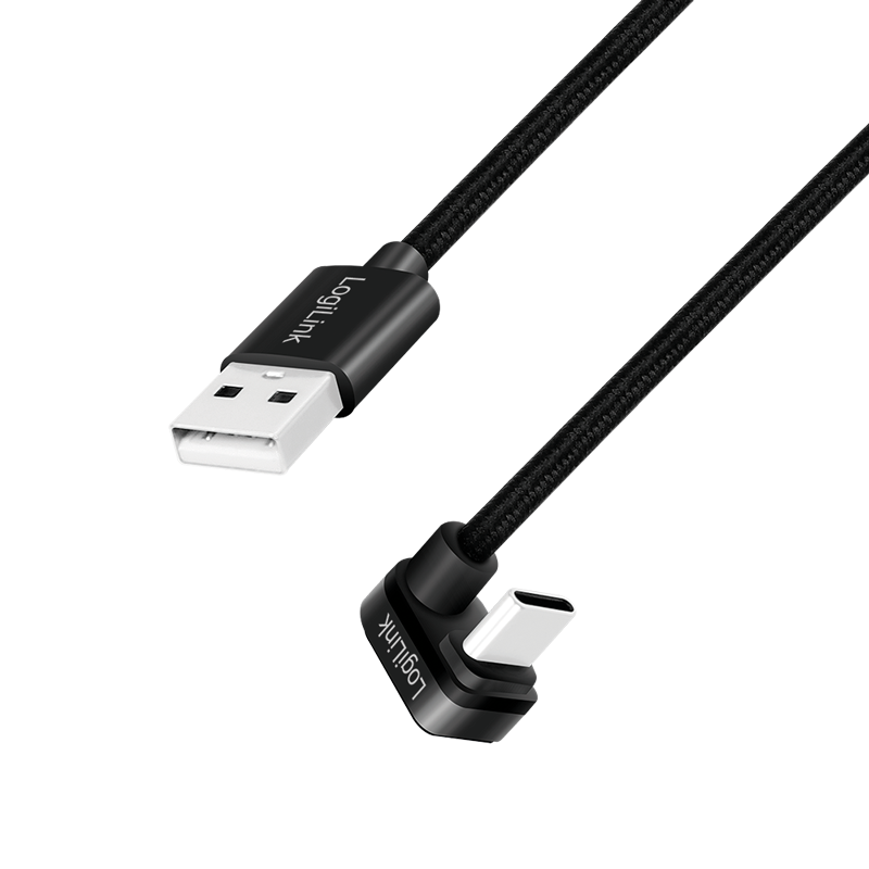 CABLU alimentare si date LOGILINK, pt. smartphone, USB 2.0, USB Type-C (T) la USB-A (T) la 180 grade, 1m, 2 x ecranat, aluminiu, negru, "CU0192" thumb