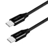 CABLU alimentare si date LOGILINK, pt. smartphone, USB 2.0, USB Type-C (T) la USB Type-C (T), 0.3m, premium, cablu cu impletire din bumbac, negru, "CU0153"