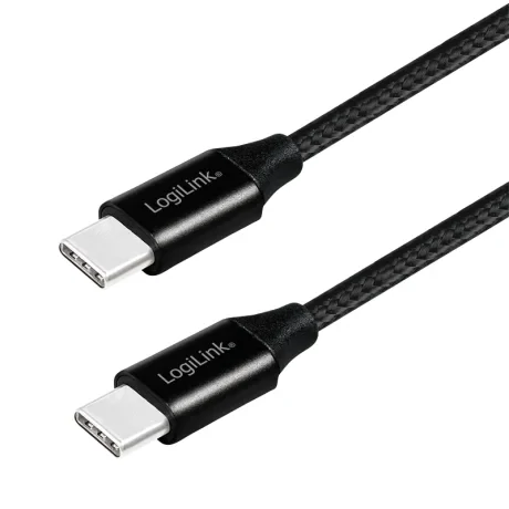 CABLU alimentare si date LOGILINK, pt. smartphone, USB 2.0, USB Type-C (T) la USB Type-C (T), 0.3m, premium, cablu cu impletire din bumbac, negru, "CU0153"