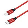 CABLU alimentare si date LOGILINK, pt. smartphone, USB 2.0, USB Type-C (T) la USB Type-C (T), 0.3m, premium, cablu cu impletire din bumbac, rosu, &quot;CU0155&quot; (include TV 0.06 lei)