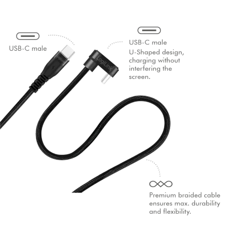 CABLU alimentare si date LOGILINK, pt. smartphone, USB 2.0, USB Type-C (T) la USB Type-C (T) la 180 grade, 1m, 2 x ecranat, aluminiu, negru, &quot;CU0190&quot;