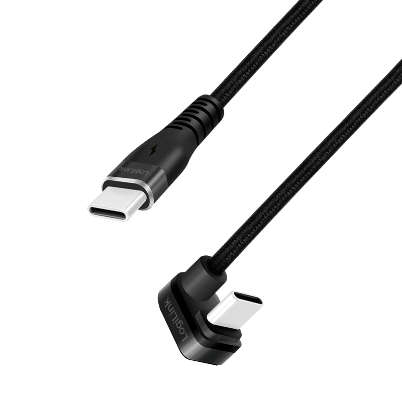 CABLU alimentare si date LOGILINK, pt. smartphone, USB 2.0, USB Type-C (T) la USB Type-C (T) la 180 grade, 1m, 2 x ecranat, aluminiu, negru, "CU0190" thumb
