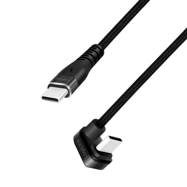 CABLU alimentare si date LOGILINK, pt. smartphone, USB 2.0, USB Type-C (T) la USB Type-C (T) la 180 grade, 1m, 2 x ecranat, aluminiu, negru, &quot;CU0190&quot;