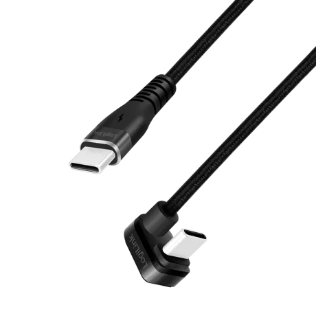 CABLU alimentare si date LOGILINK, pt. smartphone, USB 2.0, USB Type-C (T) la USB Type-C (T) la 180 grade, 2m, 2 x ecranat, aluminiu, negru, &quot;CU0191&quot;