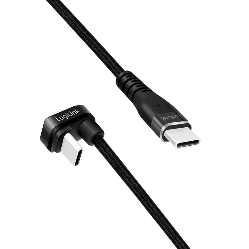 CABLU alimentare si date LOGILINK, pt. smartphone, USB 2.0, USB Type-C (T) la USB Type-C (T) la 180 grade, 2m, 2 x ecranat, aluminiu, negru, "CU0191" thumb