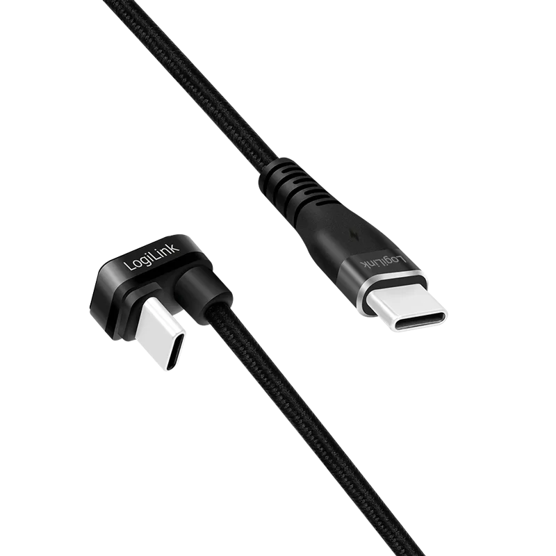 CABLU alimentare si date LOGILINK, pt. smartphone, USB 2.0, USB Type-C (T) la USB Type-C (T) la 180 grade, 2m, 2 x ecranat, aluminiu, negru, &quot;CU0191&quot;