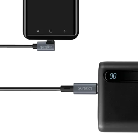 CABLU alimentare si date LOGILINK, pt. smartphone, USB 2.0, USB Type-C (T) la USB Type-C (T) la  90 grade, 2m, PD 100W, 2 x ecranat, plastic, negru, &quot;CU0183&quot;