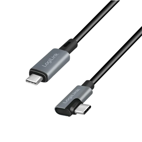 CABLU alimentare si date LOGILINK, pt. smartphone, USB 2.0, USB Type-C (T) la USB Type-C (T) la  90 grade, 2m, PD 100W, 2 x ecranat, plastic, negru, &quot;CU0183&quot;