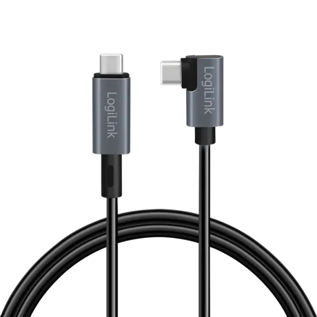 CABLU alimentare si date LOGILINK, pt. smartphone, USB 2.0, USB Type-C (T) la USB Type-C (T) la  90 grade, 2m, PD 100W, 2 x ecranat, plastic, negru, &quot;CU0183&quot;