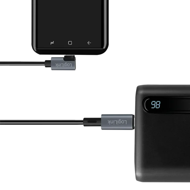 CABLU alimentare si date LOGILINK, pt. smartphone, USB 2.0, USB Type-C (T) la USB Type-C (T) la  90 grade, 3m, PD 100W, 2 x ecranat, plastic, negru, &quot;CU0184&quot;