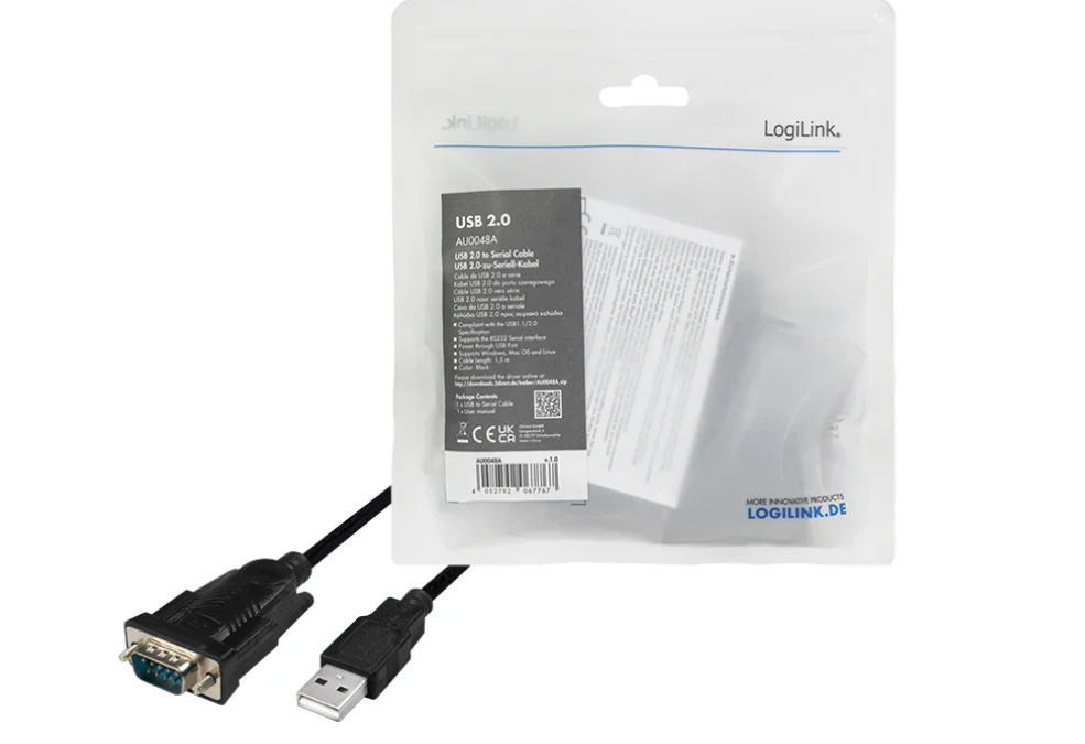 CABLU USB LOGILINK adaptor, USB 2.0 (T) la Serial DB9M (9-pin)(RS232)(T), 1.5m, negru, "AU0048A" thumb