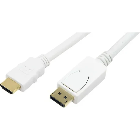 CABLU video LOGILINK, adaptor DisplayPort (T) la HDMI (T), 2m, conectori auriti, Full HD (1920 x 1080) la 60 Hz, alb, "CV0055" (include TV 0.18lei)