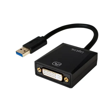 CABLU video LOGILINK, adaptor USB 3.0 (T) la DVI-I DL (M), 10cm, rezolutie maxima Full HD (1920 x 1080) la 60 Hz, negru, "UA0232" (include TV 0.06 lei)