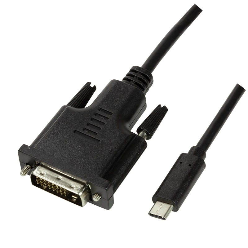 CABLU video LOGILINK, adaptor USB 3.1 Type-C (T) la DVI-D DL (T), 1.8m, rezolutie maxima Full HD (1920 x 1080) la 60 Hz, negru, "UA0331" (include TV 0.18lei) thumb