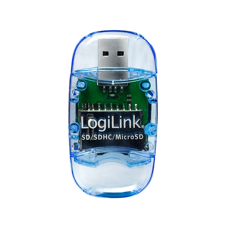 CARD READER extern LOGILINK, interfata USB 2.0, citeste/scrie: SD, micro SD; plastic, albastru transparent "CR0015B" (include TV 0.18lei) thumb