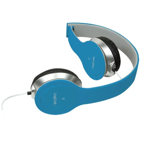 CASTI Logilink, cu fir, standard, utilizare multimedia, smartphone, microfon pe fir, conectare prin Jack 3.5 mm, albastru / argintiu, &quot;HS0031&quot;, (include TV 0.8lei)