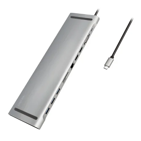 DOCKING Station LOGILINK universal, conectare PC USB 3.1, USB 3.0 x 3, porturi video VGA x 1, HDMI x 2, RJ-45, card reader, PD 3.0 pana la 100W, argintiu, &quot;UA0373&quot; (include TV 0.18lei)