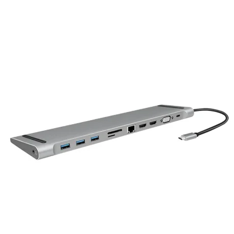 DOCKING Station LOGILINK universal, conectare PC USB 3.1, USB 3.0 x 3, porturi video VGA x 1, HDMI x 2, RJ-45, card reader, PD 3.0 pana la 100W, argintiu, &quot;UA0373&quot; (include TV 0.18lei)