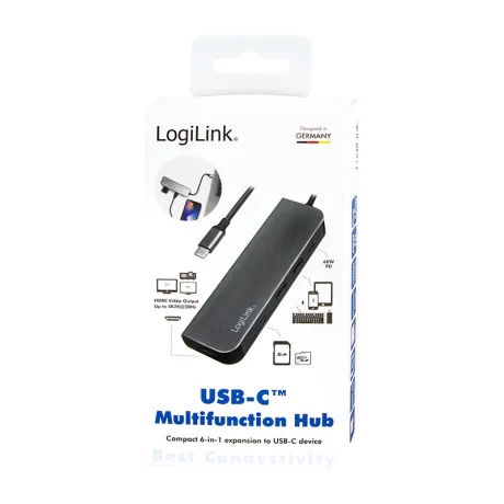 DOCKING Station LOGILINK universal, conectare PC USB 3.2, USB 3.0 x 2, porturi video HDMI x 1, card reader, PD 2.0 pana la 60W, argintiu, &quot;UA0343&quot; (include TV 0.18lei)