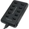 HUB extern LOGILINK, porturi USB: USB 2.0 x 10, conectare prin USB 2.0, alimentare retea 220 V, cablu 0.6 m, negru, &quot;UA0125&quot;  (include TV 0.8lei)