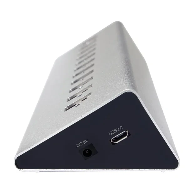 HUB extern LOGILINK, porturi USB: USB 2.0 x 10, Fast Charging Port, conectare prin USB 2.0, alimentare retea 220 V, argintiu, &quot;UA0226&quot;  (include TV 0.8lei)