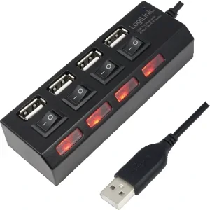 HUB extern LOGILINK, porturi USB: USB 2.0 x 4, conectare prin USB 2.0, alimentare retea 220 V, cablu 0.5 m, negru, &quot;UA0128&quot;  (include TV 0.8lei)