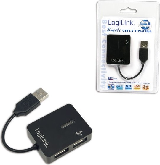 HUB extern LOGILINK, porturi USB: USB 2.0 x 4, conectare prin USB 2.0, cablu 0.05 m, negru, "UA0139"  (include TV 0.8lei) thumb