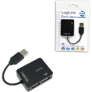 HUB extern LOGILINK, porturi USB: USB 2.0 x 4, conectare prin USB 2.0, cablu 0.05 m, negru, &quot;UA0139&quot;  (include TV 0.8lei)