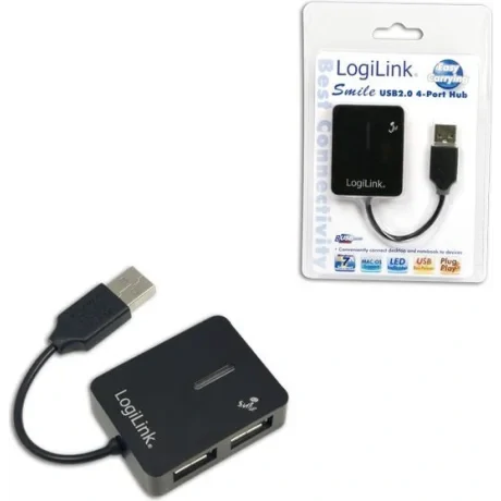 HUB extern LOGILINK, porturi USB: USB 2.0 x 4, conectare prin USB 2.0, cablu 0.05 m, negru, &quot;UA0139&quot;  (include TV 0.8lei)
