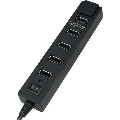 HUB extern LOGILINK, porturi USB: USB 2.0 x 7, conectare prin USB 2.0, alimentare retea 220 V, cablu 0.9 m, negru, &quot;UA0124&quot;  (include TV 0.8lei)