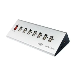 HUB extern LOGILINK, porturi USB: USB 2.0 x 7, Fast Charging Port, conectare prin USB 2.0, alimentare retea 220 V, argintiu, &quot;UA0225&quot; (include TV 0.8lei)